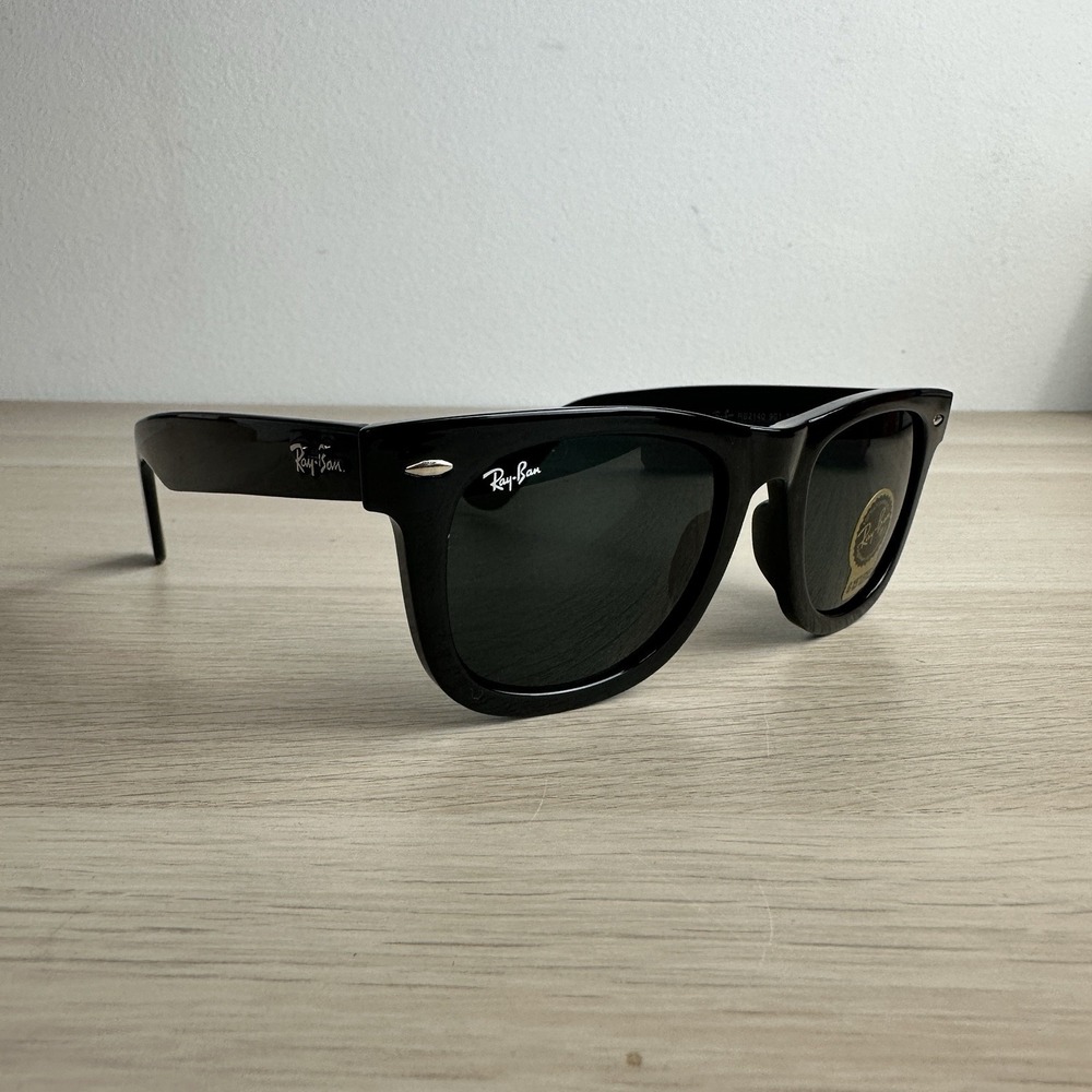 Ray-Ban RB2140 901 Wayfarer Sunglasses Gloss Black Frame Glass Gray Lens 50 mm